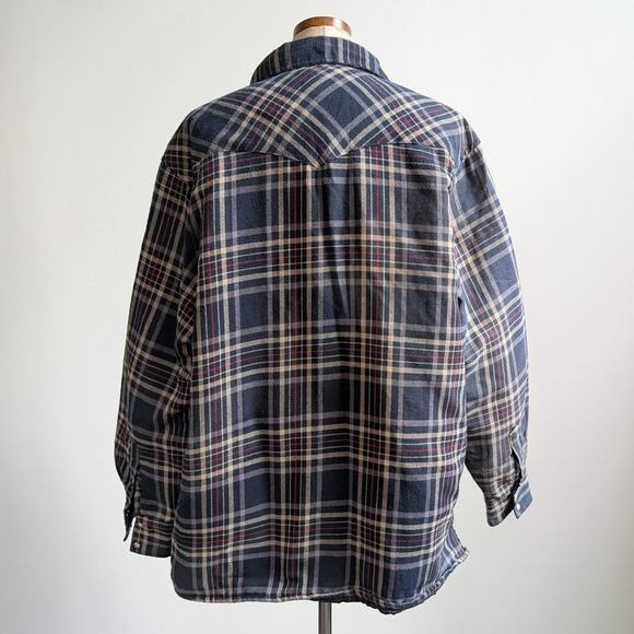 Vintage Wrangler Flannel Jacket Plaid Thermal Shacket Grunge Gorpcore Coat Large - Picture 4 of 13